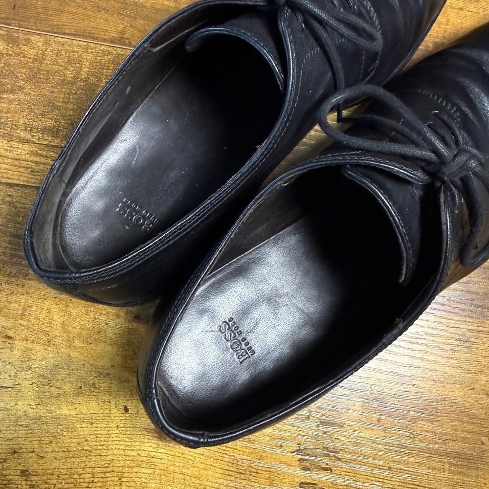 BOSS Hugo Boss 50299345 Black Leather Derby Dress Shoes Mens Size 8 - Picture 6 of 7